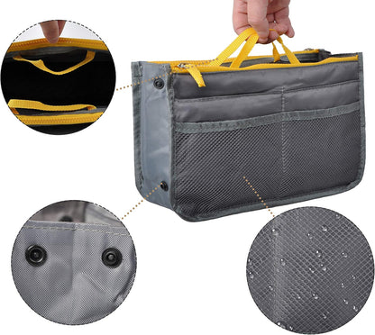 Purse Organizer Insert for Handbags Bag Organizers Inside Tote Pocketbook Women Nurse Nylon 13 Pockets Black Small