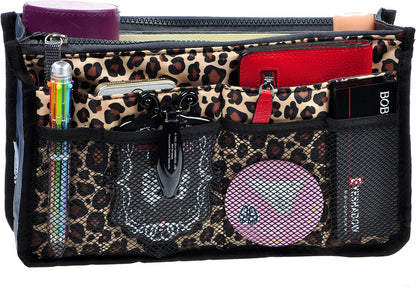Purse Organizer Insert for Handbags Bag Organizers Inside Tote Pocketbook Women Nurse Nylon 13 Pockets Black Small