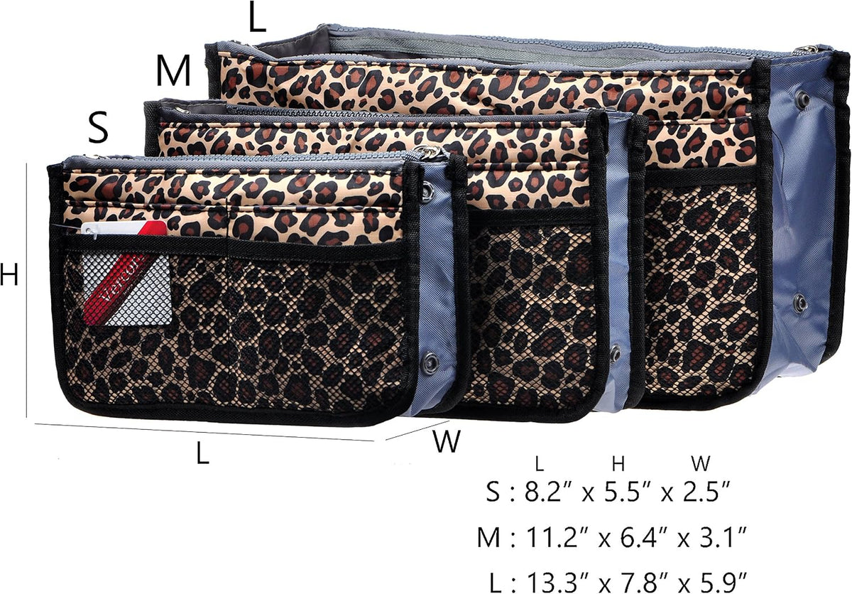 Purse Organizer Insert for Handbags Bag Organizers Inside Tote Pocketbook Women Nurse Nylon 13 Pockets Black Small
