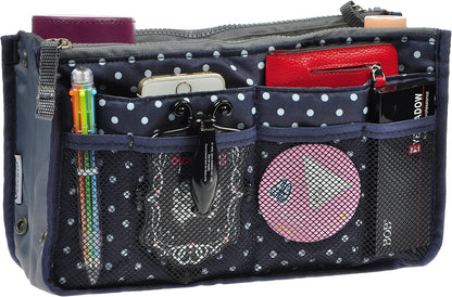 Purse Organizer Insert for Handbags Bag Organizers Inside Tote Pocketbook Women Nurse Nylon 13 Pockets Black Small