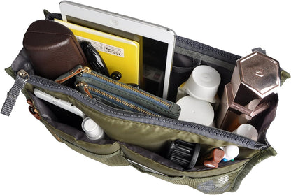 Purse Organizer Insert for Handbags Bag Organizers Inside Tote Pocketbook Women Nurse Nylon 13 Pockets Black Small