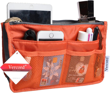 Purse Organizer Insert for Handbags Bag Organizers Inside Tote Pocketbook Women Nurse Nylon 13 Pockets Black Small