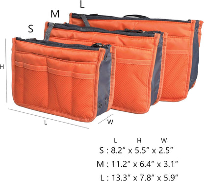 Purse Organizer Insert for Handbags Bag Organizers Inside Tote Pocketbook Women Nurse Nylon 13 Pockets Black Small