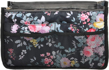 Purse Organizer Insert for Handbags Bag Organizers Inside Tote Pocketbook Women Nurse Nylon 13 Pockets Black Small