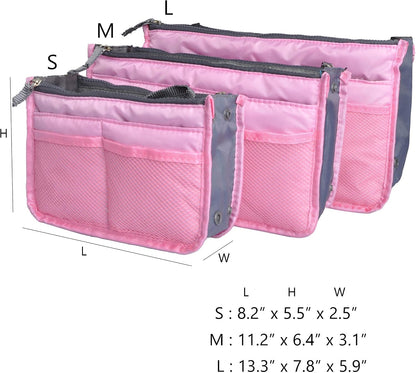 Purse Organizer Insert for Handbags Bag Organizers Inside Tote Pocketbook Women Nurse Nylon 13 Pockets Black Small