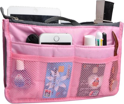 Purse Organizer Insert for Handbags Bag Organizers Inside Tote Pocketbook Women Nurse Nylon 13 Pockets Black Small