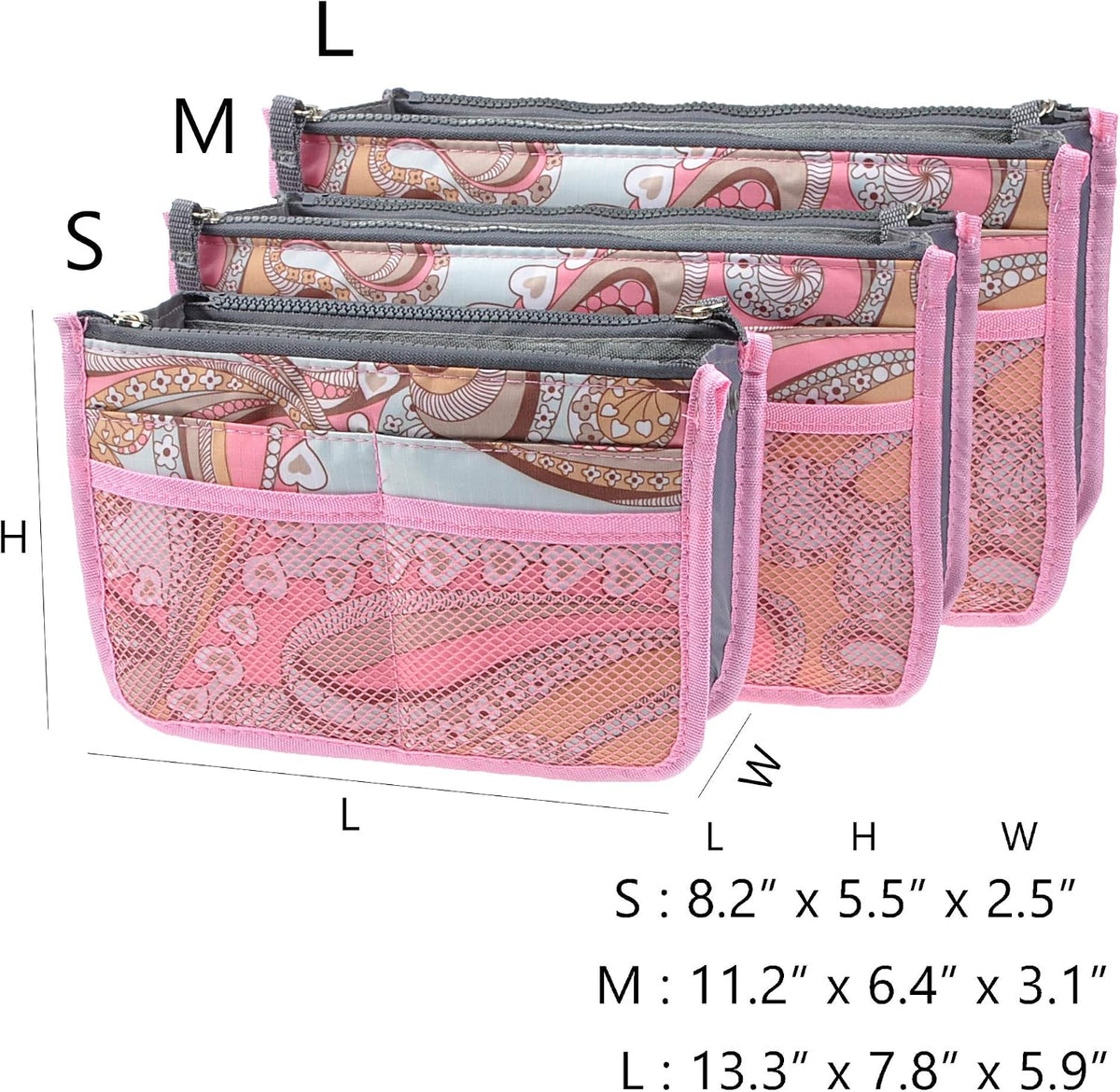 Purse Organizer Insert for Handbags Bag Organizers Inside Tote Pocketbook Women Nurse Nylon 13 Pockets Black Small