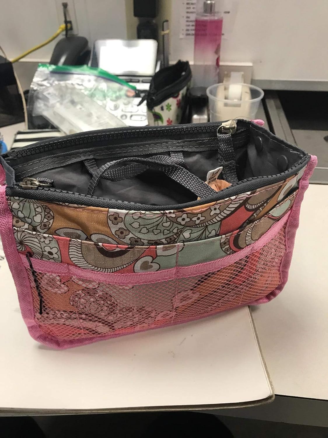 Purse Organizer Insert for Handbags Bag Organizers Inside Tote Pocketbook Women Nurse Nylon 13 Pockets Black Small