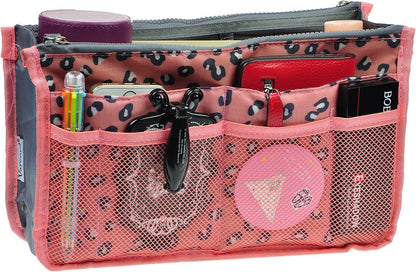 Purse Organizer Insert for Handbags Bag Organizers Inside Tote Pocketbook Women Nurse Nylon 13 Pockets Black Small
