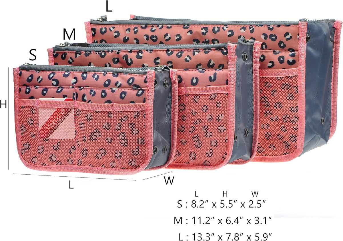 Purse Organizer Insert for Handbags Bag Organizers Inside Tote Pocketbook Women Nurse Nylon 13 Pockets Black Small