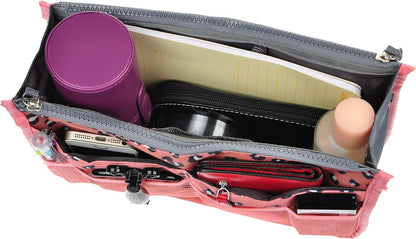 Purse Organizer Insert for Handbags Bag Organizers Inside Tote Pocketbook Women Nurse Nylon 13 Pockets Black Small