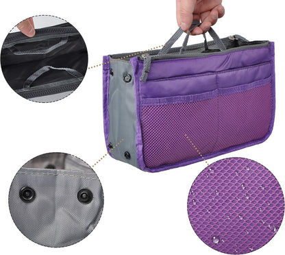 Purse Organizer Insert for Handbags Bag Organizers Inside Tote Pocketbook Women Nurse Nylon 13 Pockets Black Small