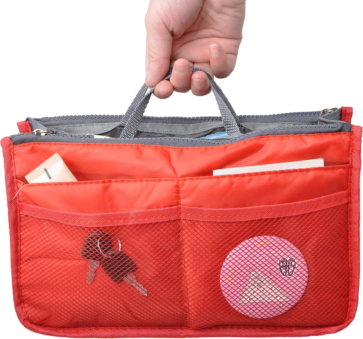 Purse Organizer Insert for Handbags Bag Organizers Inside Tote Pocketbook Women Nurse Nylon 13 Pockets Black Small