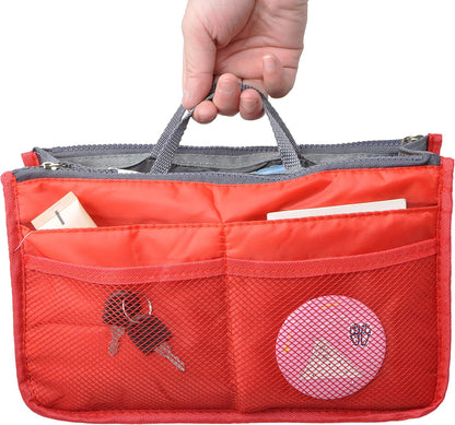 Purse Organizer Insert for Handbags Bag Organizers Inside Tote Pocketbook Women Nurse Nylon 13 Pockets Black Small