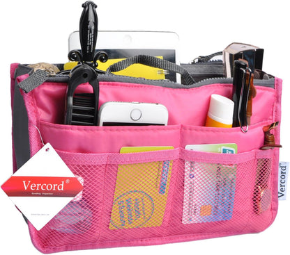 Purse Organizer Insert for Handbags Bag Organizers Inside Tote Pocketbook Women Nurse Nylon 13 Pockets Black Small