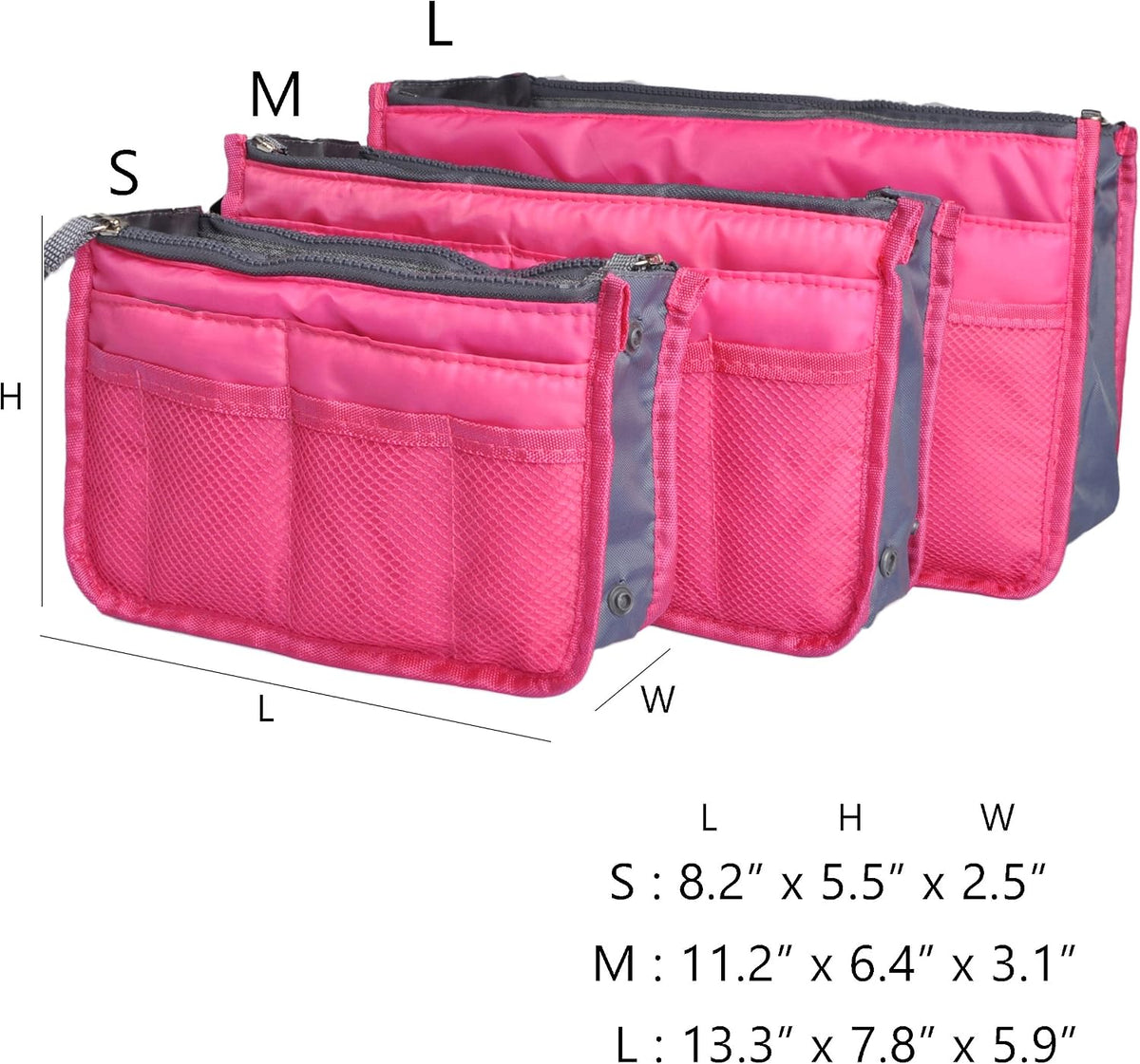 Purse Organizer Insert for Handbags Bag Organizers Inside Tote Pocketbook Women Nurse Nylon 13 Pockets Black Small