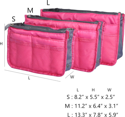 Purse Organizer Insert for Handbags Bag Organizers Inside Tote Pocketbook Women Nurse Nylon 13 Pockets Black Small