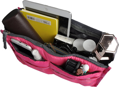 Purse Organizer Insert for Handbags Bag Organizers Inside Tote Pocketbook Women Nurse Nylon 13 Pockets Black Small