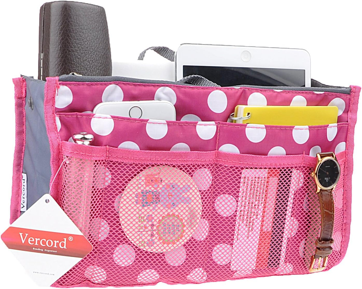 Purse Organizer Insert for Handbags Bag Organizers Inside Tote Pocketbook Women Nurse Nylon 13 Pockets Black Small
