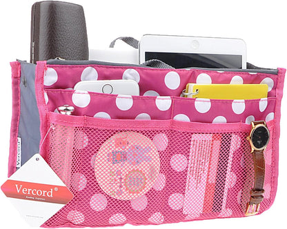 Purse Organizer Insert for Handbags Bag Organizers Inside Tote Pocketbook Women Nurse Nylon 13 Pockets Black Small
