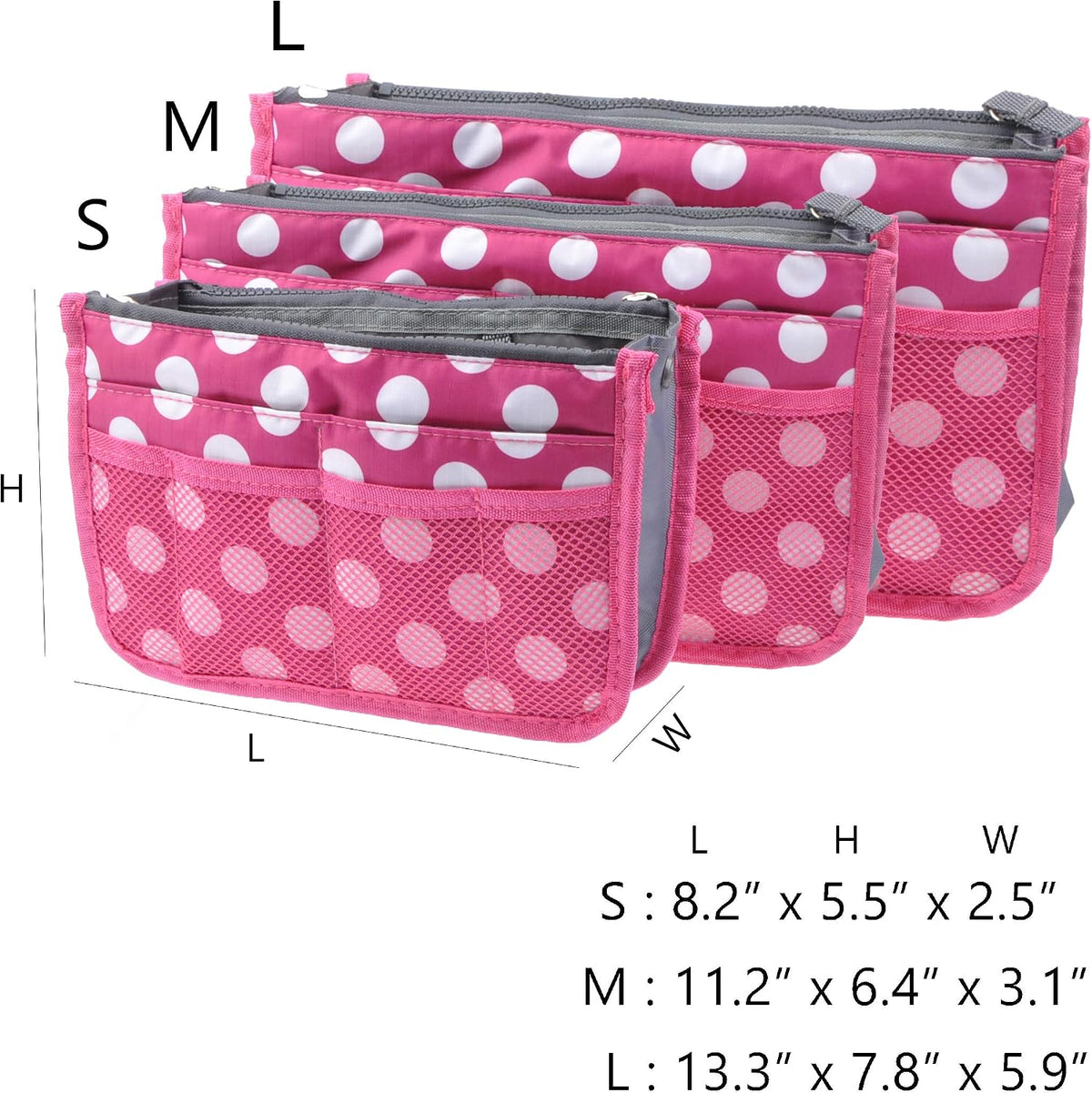 Purse Organizer Insert for Handbags Bag Organizers Inside Tote Pocketbook Women Nurse Nylon 13 Pockets Black Small