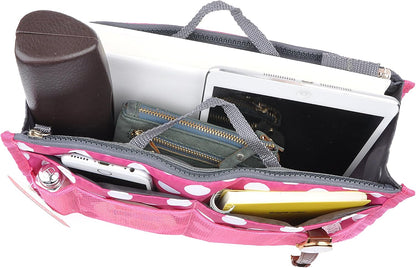 Purse Organizer Insert for Handbags Bag Organizers Inside Tote Pocketbook Women Nurse Nylon 13 Pockets Black Small