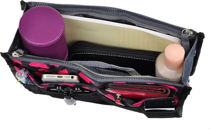 Purse Organizer Insert for Handbags Bag Organizers Inside Tote Pocketbook Women Nurse Nylon 13 Pockets Black Small