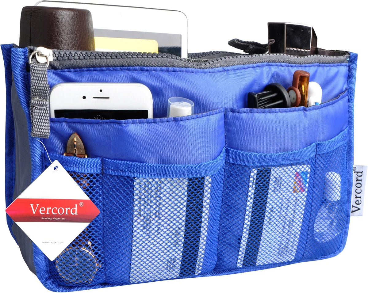 Purse Organizer Insert for Handbags Bag Organizers Inside Tote Pocketbook Women Nurse Nylon 13 Pockets Black Small