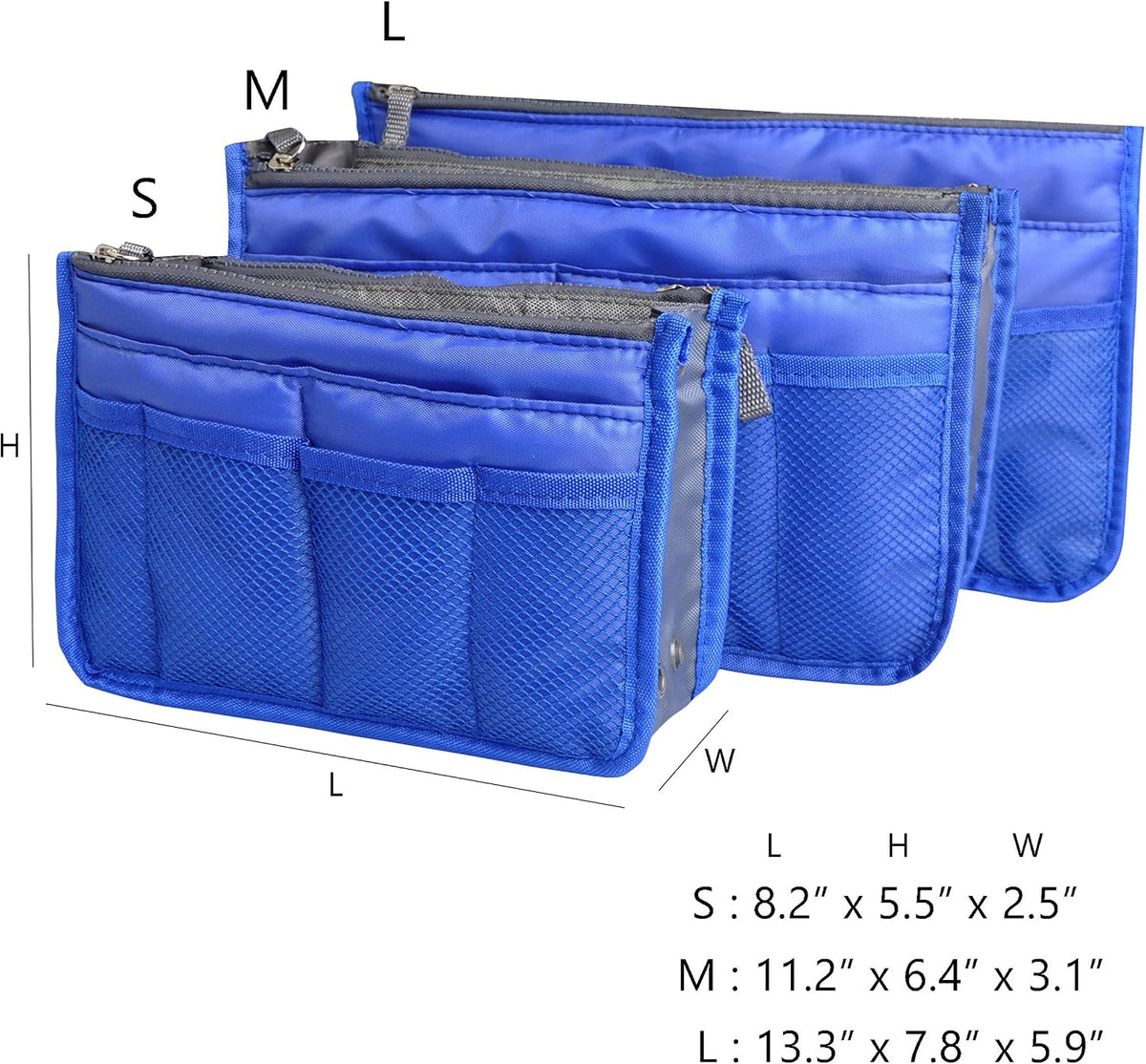 Purse Organizer Insert for Handbags Bag Organizers Inside Tote Pocketbook Women Nurse Nylon 13 Pockets Black Small