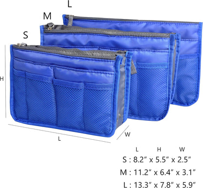 Purse Organizer Insert for Handbags Bag Organizers Inside Tote Pocketbook Women Nurse Nylon 13 Pockets Black Small