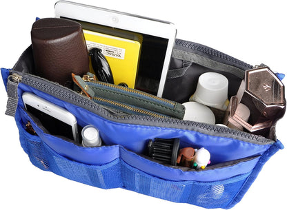 Purse Organizer Insert for Handbags Bag Organizers Inside Tote Pocketbook Women Nurse Nylon 13 Pockets Black Small