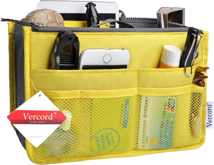 Purse Organizer Insert for Handbags Bag Organizers Inside Tote Pocketbook Women Nurse Nylon 13 Pockets Black Small