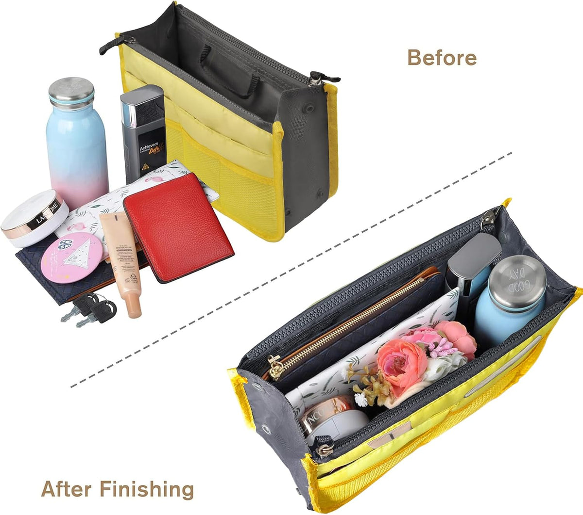 Purse Organizer Insert for Handbags Bag Organizers Inside Tote Pocketbook Women Nurse Nylon 13 Pockets Black Small