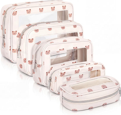 5 Pcs Diaper Bag Organizer Pouch Set TSA Approved Toiletry Bag Clear Waterproof Tpu Makeup Pouch Travel Organizer Pack for Mom Baby Nursing