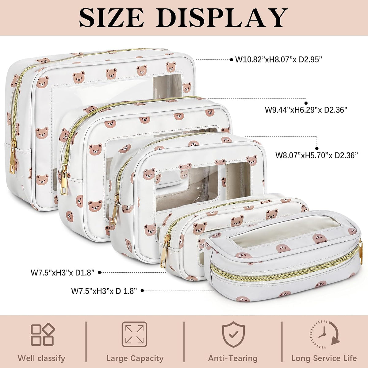 5 Pcs Diaper Bag Organizer Pouch Set TSA Approved Toiletry Bag Clear Waterproof Tpu Makeup Pouch Travel Organizer Pack for Mom Baby Nursing