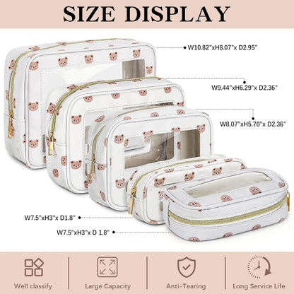 5 Pcs Diaper Bag Organizer Pouch Set TSA Approved Toiletry Bag Clear Waterproof Tpu Makeup Pouch Travel Organizer Pack for Mom Baby Nursing