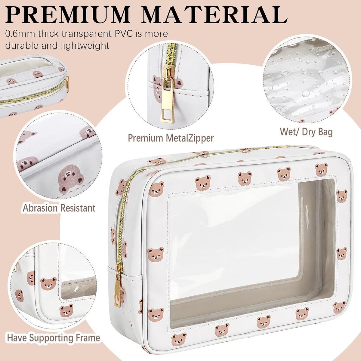 5 Pcs Diaper Bag Organizer Pouch Set TSA Approved Toiletry Bag Clear Waterproof Tpu Makeup Pouch Travel Organizer Pack for Mom Baby Nursing