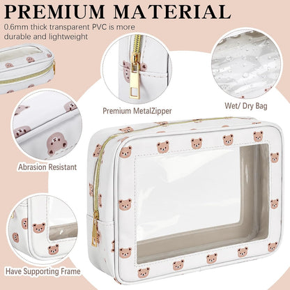 5 Pcs Diaper Bag Organizer Pouch Set TSA Approved Toiletry Bag Clear Waterproof Tpu Makeup Pouch Travel Organizer Pack for Mom Baby Nursing