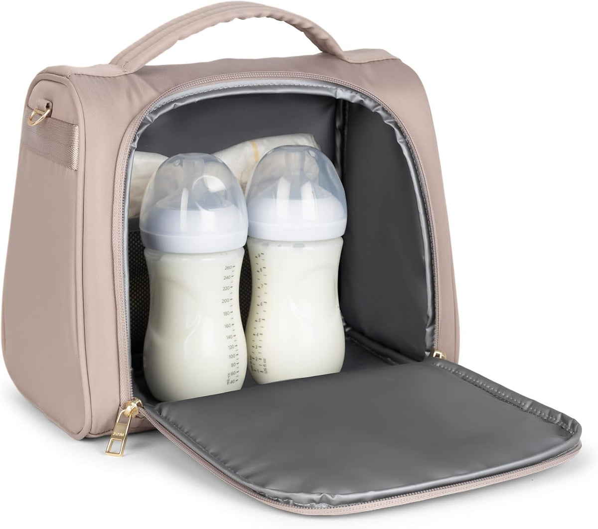 Insulated Bottle Bag, 3-Bottle Breastmilk Cooler with Shoulder Strap