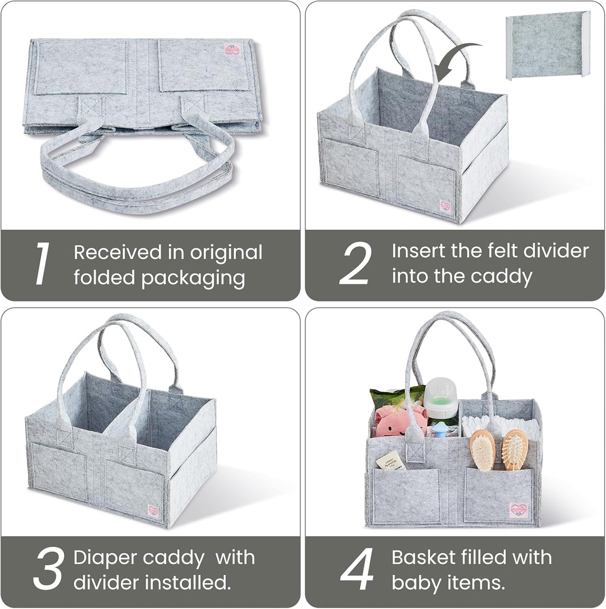 Upgraded Baby Diaper Caddy Organizer, Portable Nursery Storage Bin with Handle, Side Pockets Car Organizer for Diapers and Baby Wipes Essentials, Registry Gift Baskets (Small-Oatmeal)