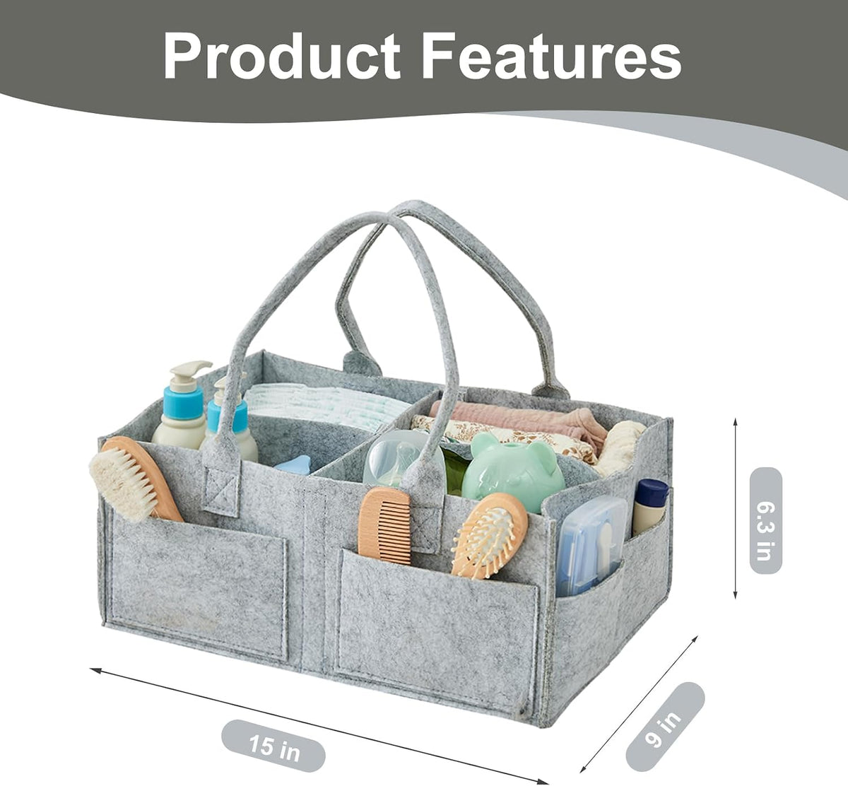 Upgraded Baby Diaper Caddy Organizer, Portable Nursery Storage Bin with Handle, Side Pockets Car Organizer for Diapers and Baby Wipes Essentials, Registry Gift Baskets (Small-Oatmeal)