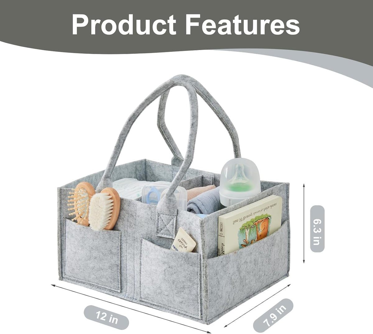 Upgraded Baby Diaper Caddy Organizer, Portable Nursery Storage Bin with Handle, Side Pockets Car Organizer for Diapers and Baby Wipes Essentials, Registry Gift Baskets (Small-Oatmeal)
