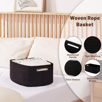 OIAHOMY Storage Basket for Shelves, Closet Cube Storage Bins Baskets for Clothes Blanket Towels, Baby Nursery, Toy Baskets Box, Woven Rope Basket, 17.72 * 12.99 * 7.87 IN, 2 Packs White