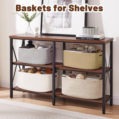 OIAHOMY Storage Basket for Shelves, Closet Cube Storage Bins Baskets for Clothes Blanket Towels, Baby Nursery, Toy Baskets Box, Woven Rope Basket, 17.72 * 12.99 * 7.87 IN, 2 Packs White