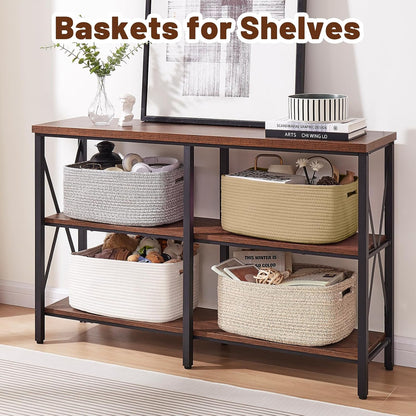 OIAHOMY Storage Basket for Shelves, Closet Cube Storage Bins Baskets for Clothes Blanket Towels, Baby Nursery, Toy Baskets Box, Woven Rope Basket, 17.72 * 12.99 * 7.87 IN, 2 Packs White