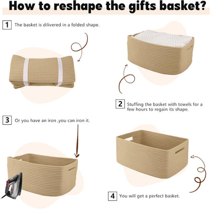 OIAHOMY Storage Basket for Shelves, Closet Cube Storage Bins Baskets for Clothes Blanket Towels, Baby Nursery, Toy Baskets Box, Woven Rope Basket, 17.72 * 12.99 * 7.87 IN, 2 Packs White
