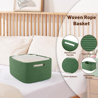OIAHOMY Storage Basket for Shelves, Closet Cube Storage Bins Baskets for Clothes Blanket Towels, Baby Nursery, Toy Baskets Box, Woven Rope Basket, 17.72 * 12.99 * 7.87 IN, 2 Packs White