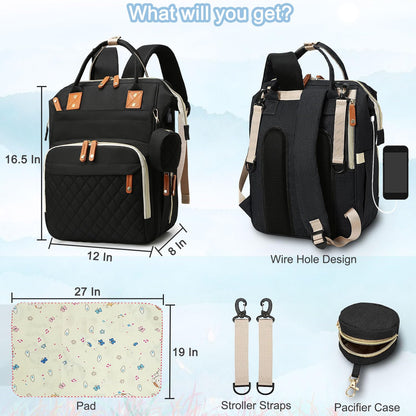 Diaper Bag Backpack Baby Bag, Baby Girl Boy Diaper Bag for Dad Mom with Pad, 16 Pockets, Pacifier Case, Large Diaper Bags Unisex for Travel(Pink Grey)