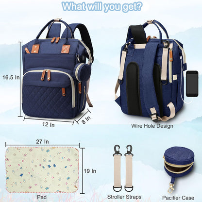 Diaper Bag Backpack Baby Bag, Baby Girl Boy Diaper Bag for Dad Mom with Pad, 16 Pockets, Pacifier Case, Large Diaper Bags Unisex for Travel(Pink Grey)