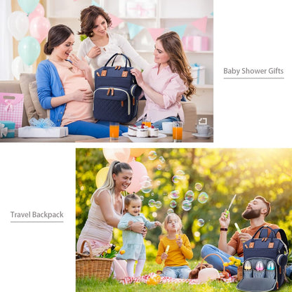 Diaper Bag Backpack Baby Bag, Baby Girl Boy Diaper Bag for Dad Mom with Pad, 16 Pockets, Pacifier Case, Large Diaper Bags Unisex for Travel(Pink Grey)